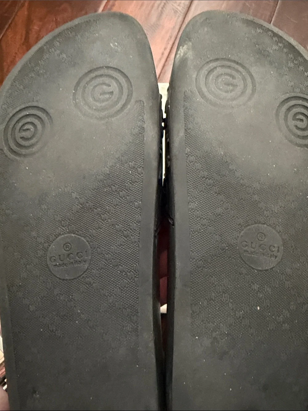 Gucci Black GG Rubber Slide Sandals